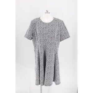 Anthropologie Hutch Women Sz 2X Black White Patterned Textured Fit & Flare Dress